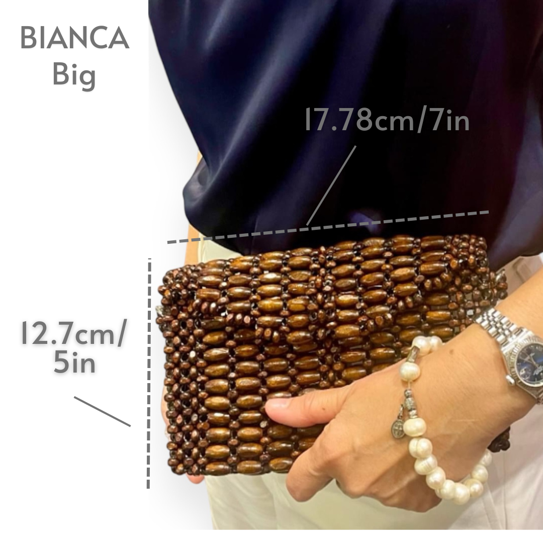 BIANCA Versatile Beaded Mini-Clutch/Wallet/Sling | Wooden Bead Bags