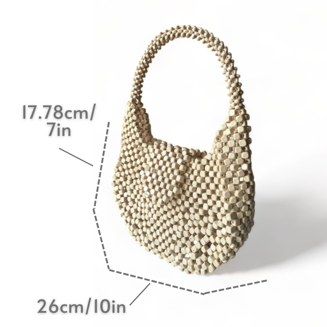 CARMELA Handmade Statement Bag | Wooden Beads Collection