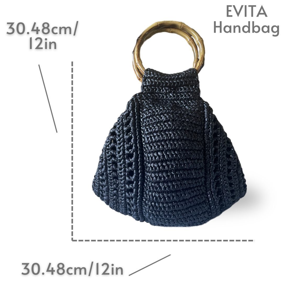 EVITA Crocheted Moon Bag with Shoulder Strap | Premium Straw Bag