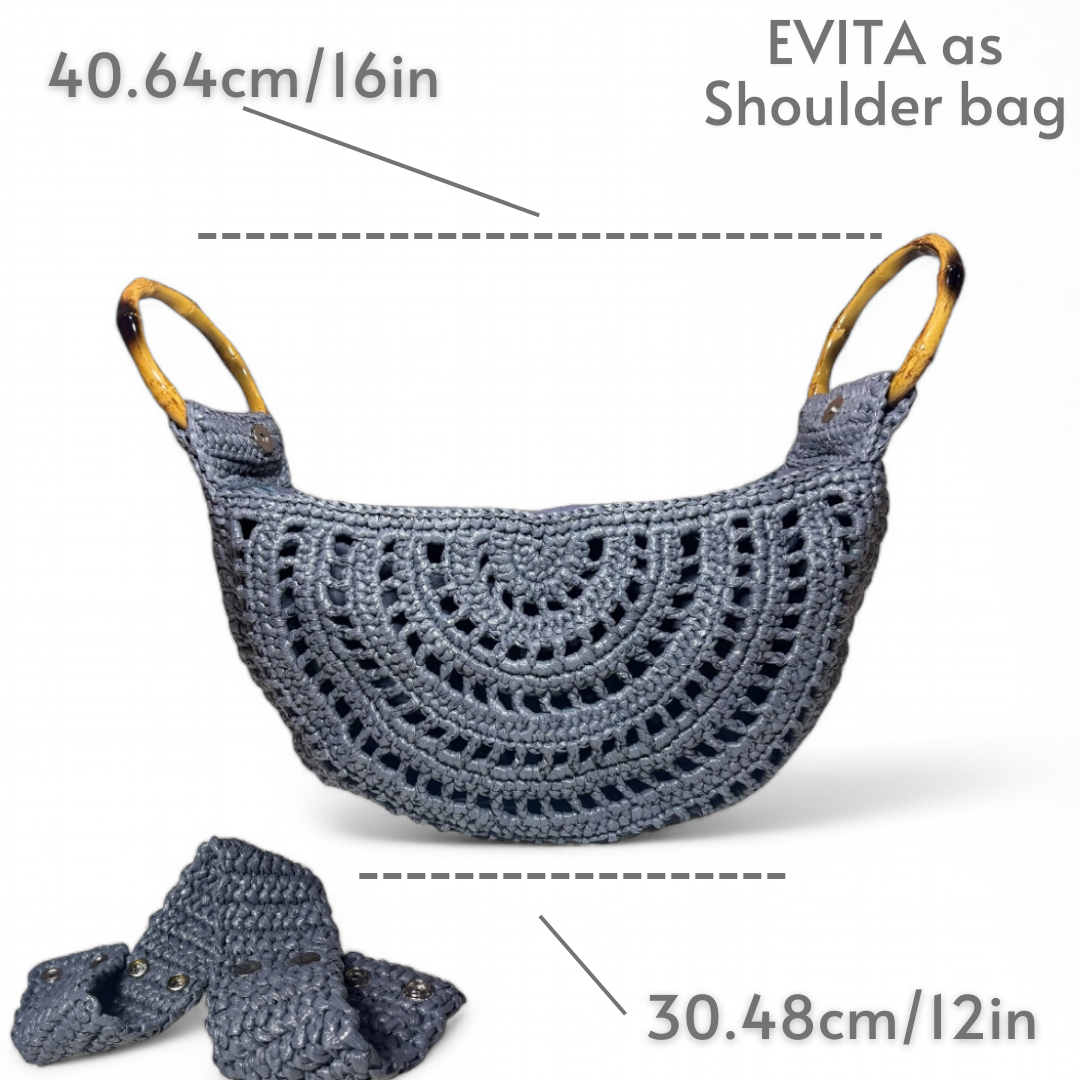 EVITA Crocheted Moon Bag with Shoulder Strap | Premium Straw Bag