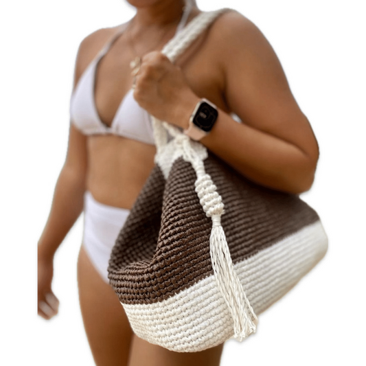 IVANNA Two-Toned Versatile Tote | Premium Straw Bag
