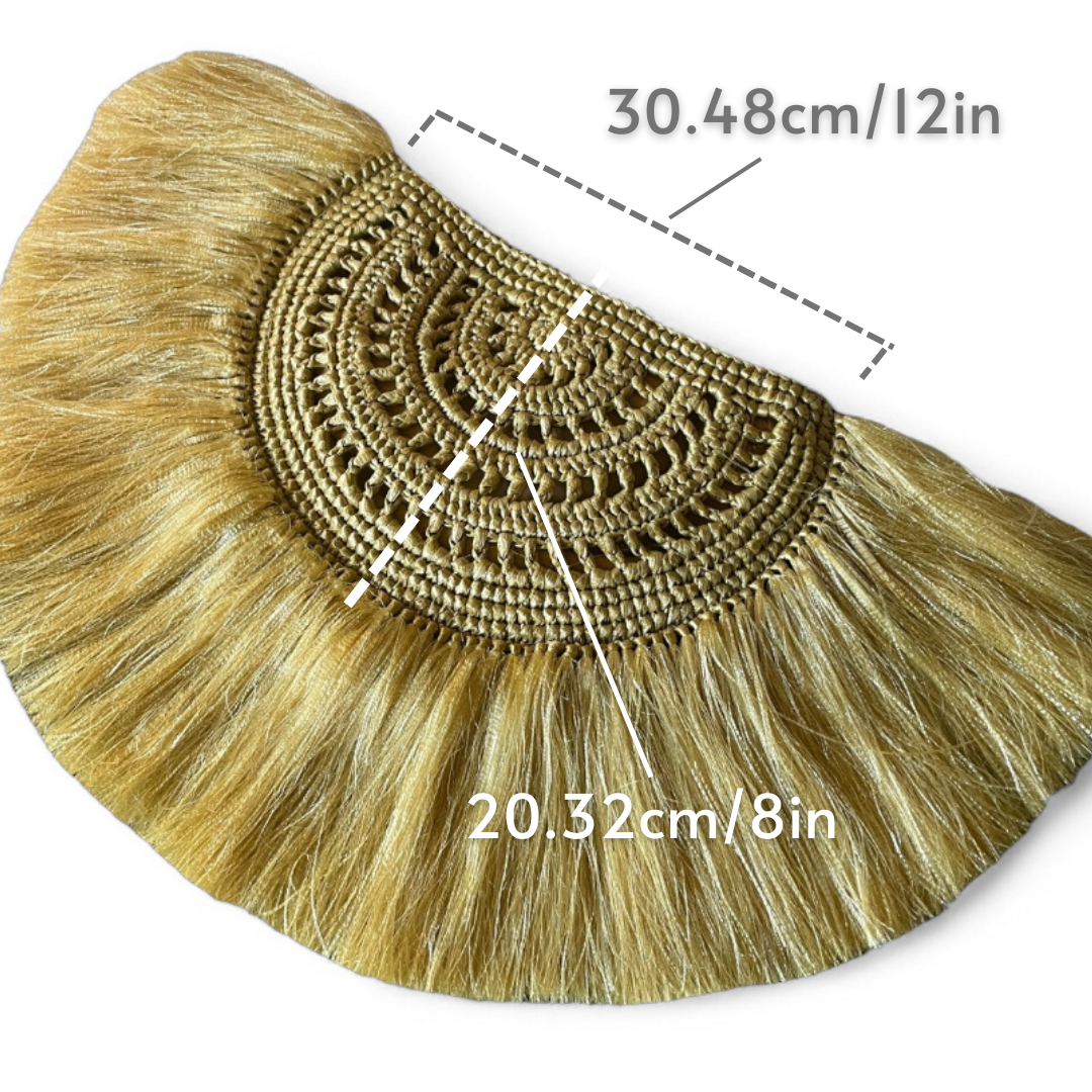 LUNA Handmade Half-Moon Clutch/Sling with Fringes | Premium Straw Bag