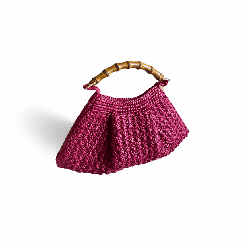 PICCOLA Handbag with Natural Bamboo Handle | Premium Straw Bag