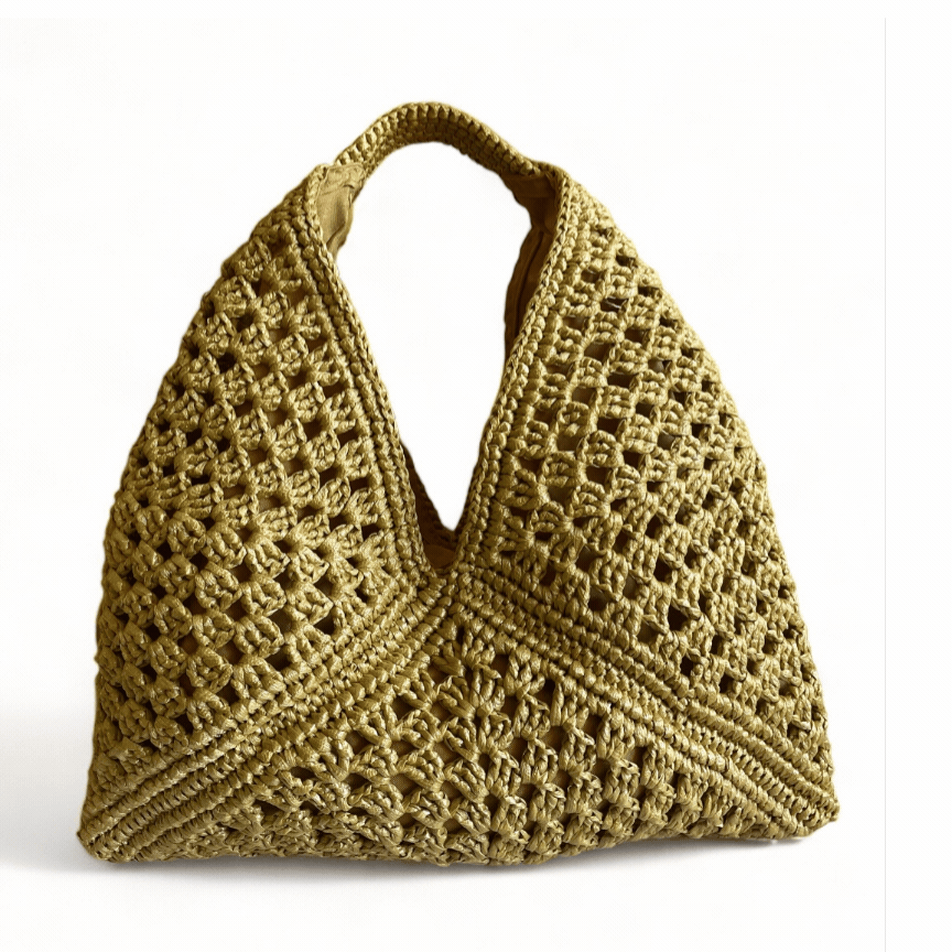 RAFAELA CHECKERED - Handmade Hobo Travel Bag | Premium Straw Bag