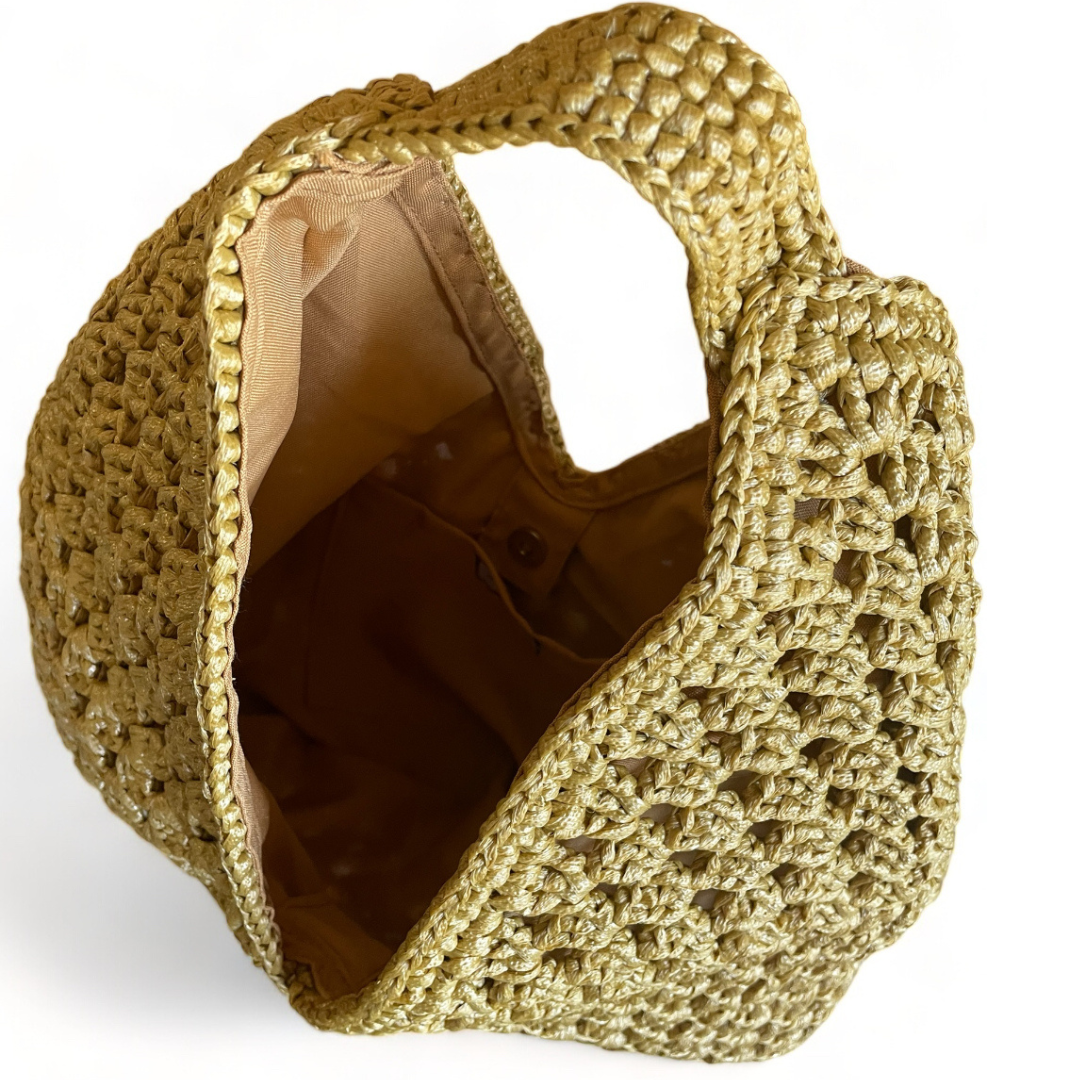 RAFAELA CHECKERED - Handmade Hobo Travel Bag | Premium Straw Bag