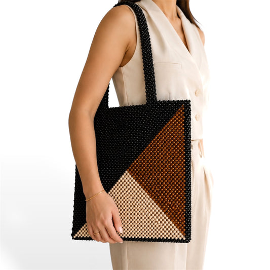 ALESSANDRA Beaded Tote Bag | Wooden Beads Collection