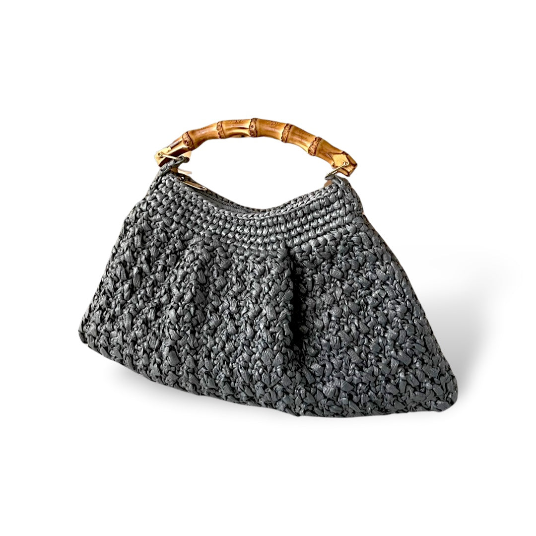 PICCOLA Handbag with Natural Bamboo Handle | Premium Straw Bag