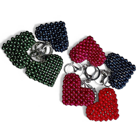 ADORA Beaded Pearl Heart Bag Charms and Keychains | Wooden Beads Accessory