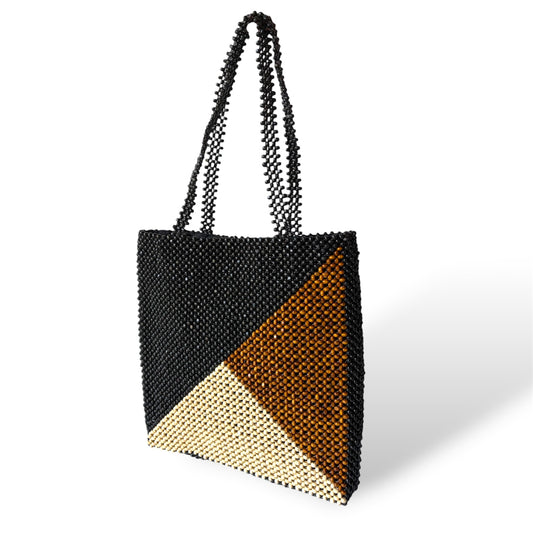 ALESSANDRA Beaded Tote Bag | Wooden Beads Collection