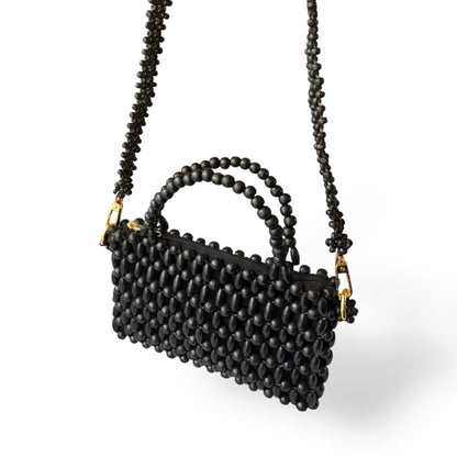 AMARA Beaded Handbag with Detachable Sling | Wooden Beads Collection