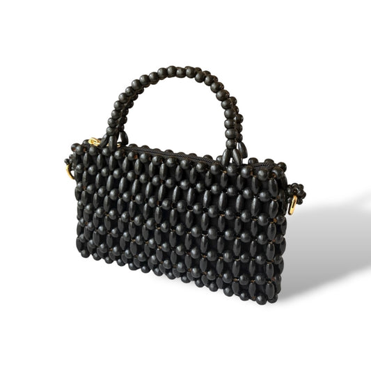AMARA Beaded Handbag with Detachable Sling | Wooden Beads Collection