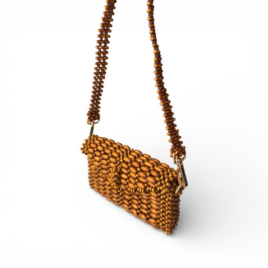 BIANCA Versatile Beaded Mini-Clutch/Wallet/Sling | Wooden Bead Bags