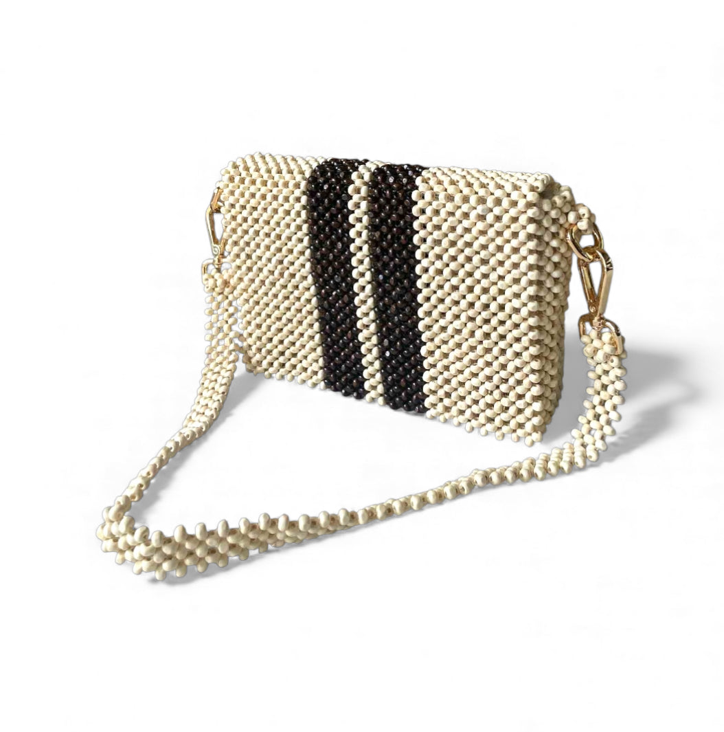 RAYA LINES Convertible Beaded Clutch/Sling/Shoulder bag | Wooden Beads Collection
