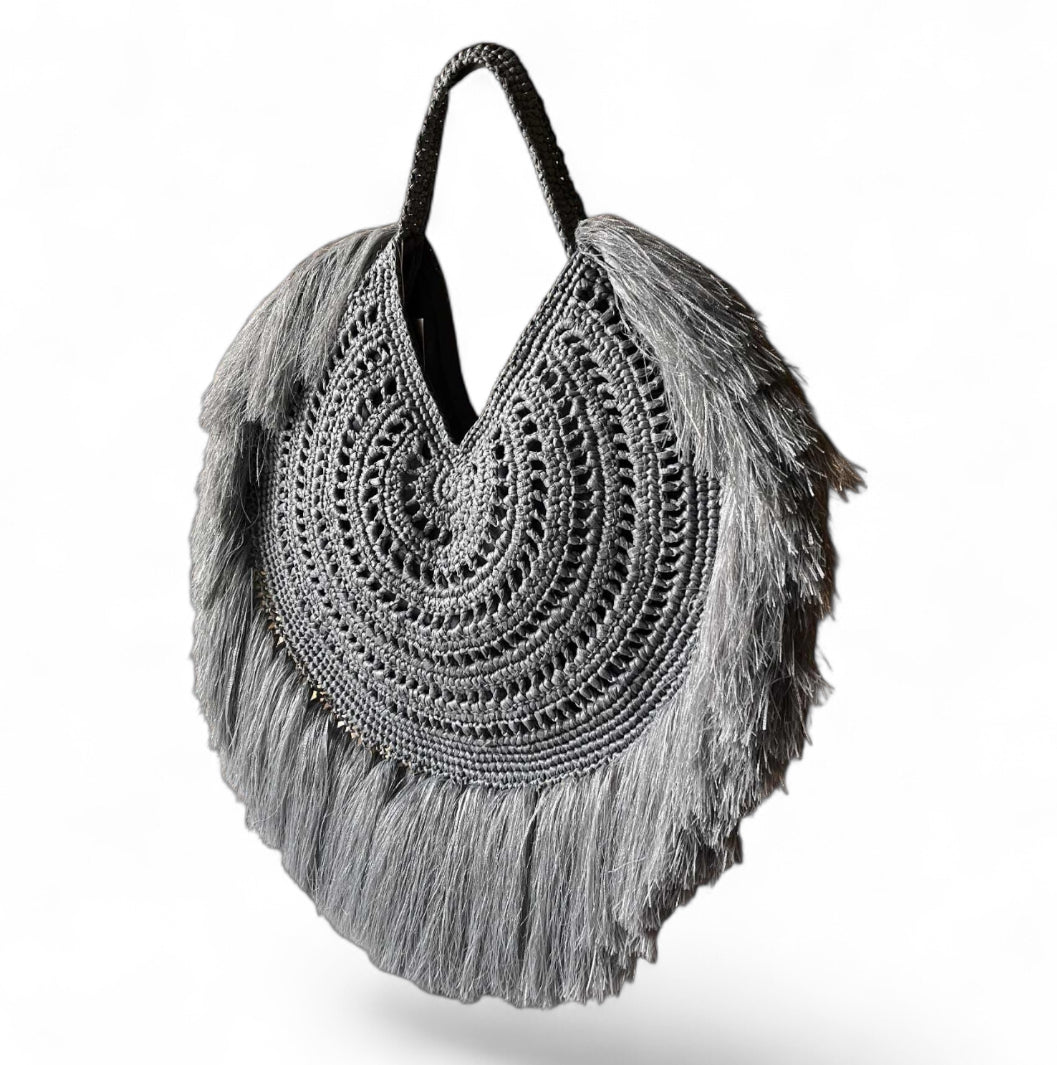FIESTA Custom Handmade Shoulder Bag with Fringes | Premium Straw Bag