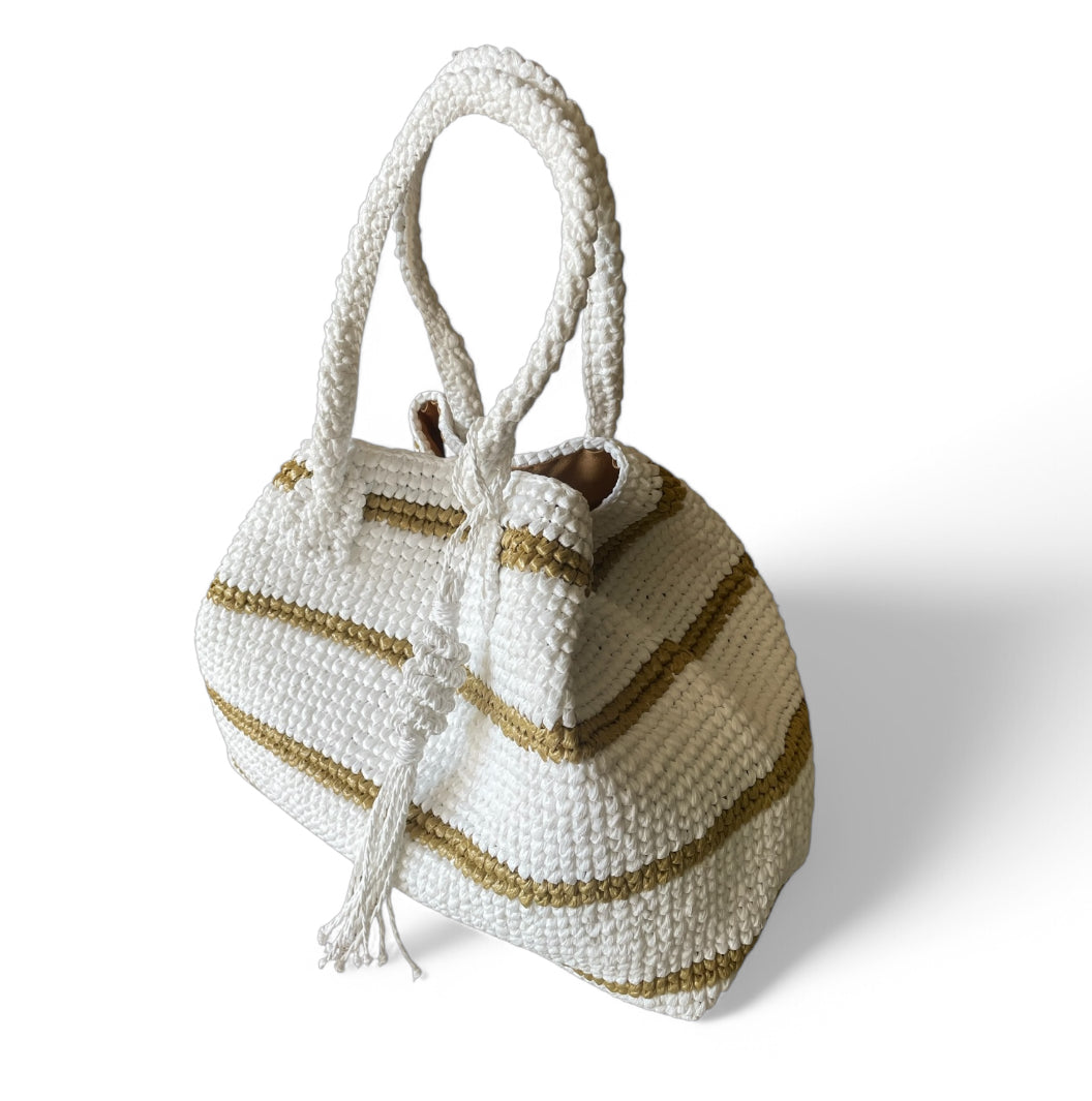 IVANNA Striped Beach Tote | Premium Straw Bag