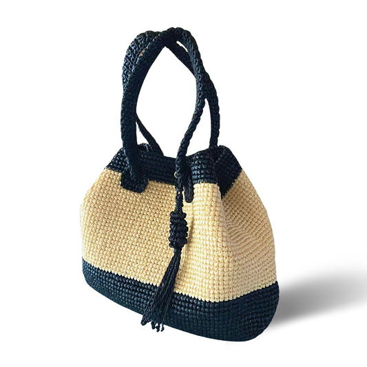 IVANNA Two-Toned Versatile Tote | Premium Straw Bag