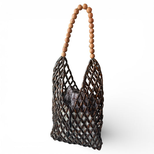 LUCIA 2.0 Beaded Bohemian Tote Bag | Wooden Beads Collection