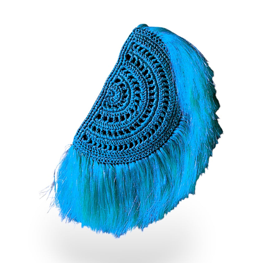 LUNA Handmade Half-Moon Clutch/Sling with Fringes | Premium Straw Bag