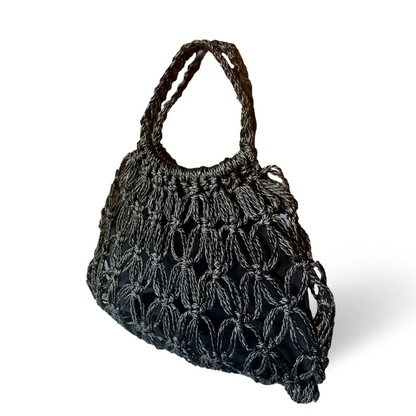 MARINA Handmade Macrame Net Tote Bag with Lining | Premium Straw Bag