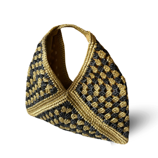 RAFAELA CHECKERED - Handmade Hobo Travel Bag | Premium Straw Bag