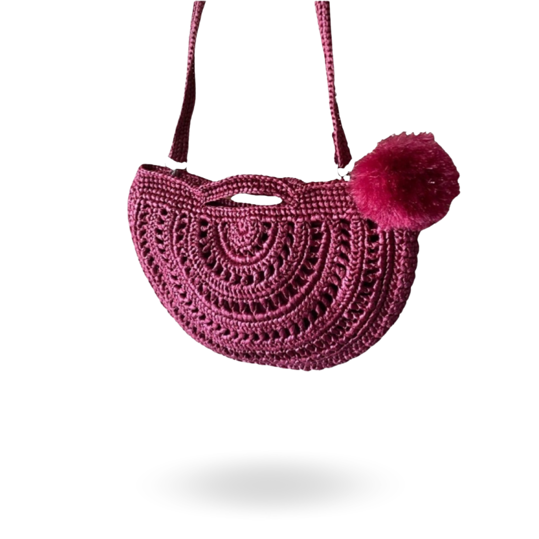 OLIVIA Handmade Half-Moon Crossbody Bag | Premium Straw Bag