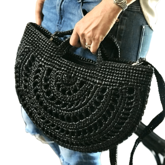 OLIVIA Handmade Half-Moon Crossbody Bag | Premium Straw Bag