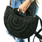 OLIVIA Handmade Half-Moon Crossbody Bag | Premium Straw Bag