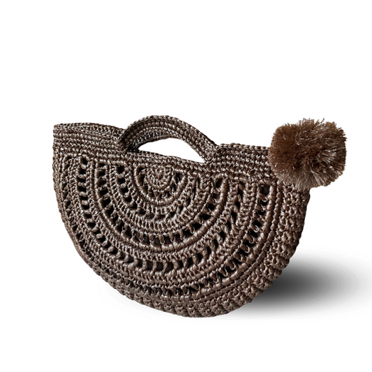 OLIVIA Handmade Half-Moon Crossbody Bag | Premium Straw Bag