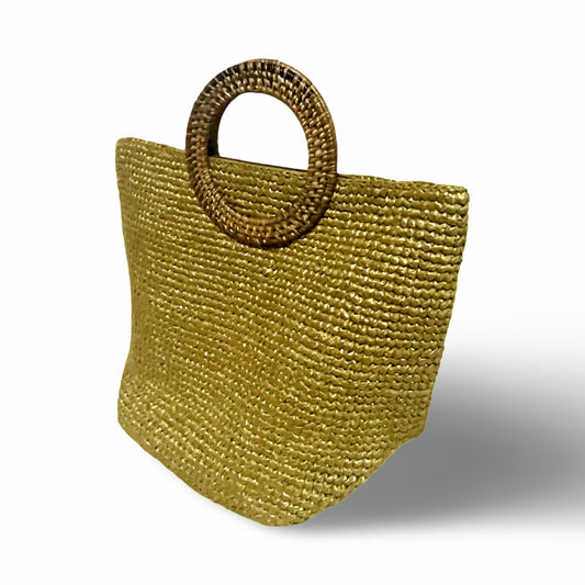 PALOMA Handbag with Round Nito-Vine Handles | Premium Straw Bag