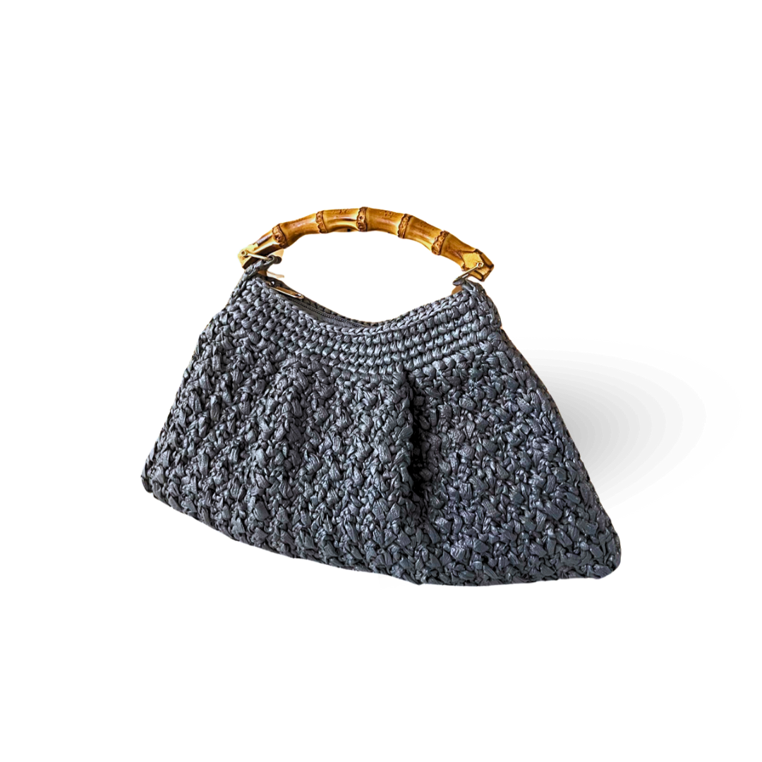 PICCOLA Handbag with Natural Bamboo Handle | Premium Straw Bag