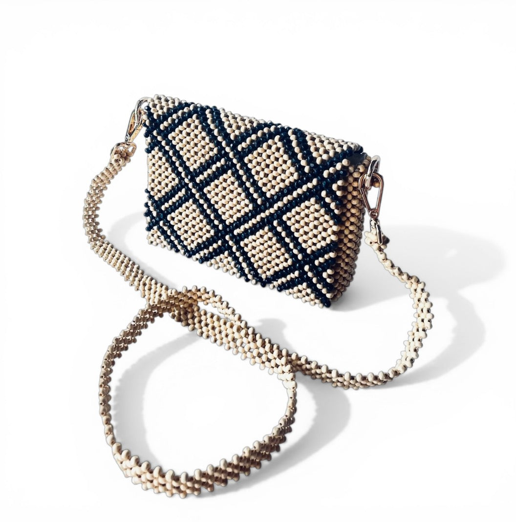 RAYA Convertible Beaded Clutch/Sling/Shoulder bag | Wooden Beads Collection