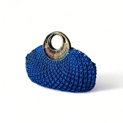 REINA Macrame Rattan Handles Handbag | Premium Straw Bag