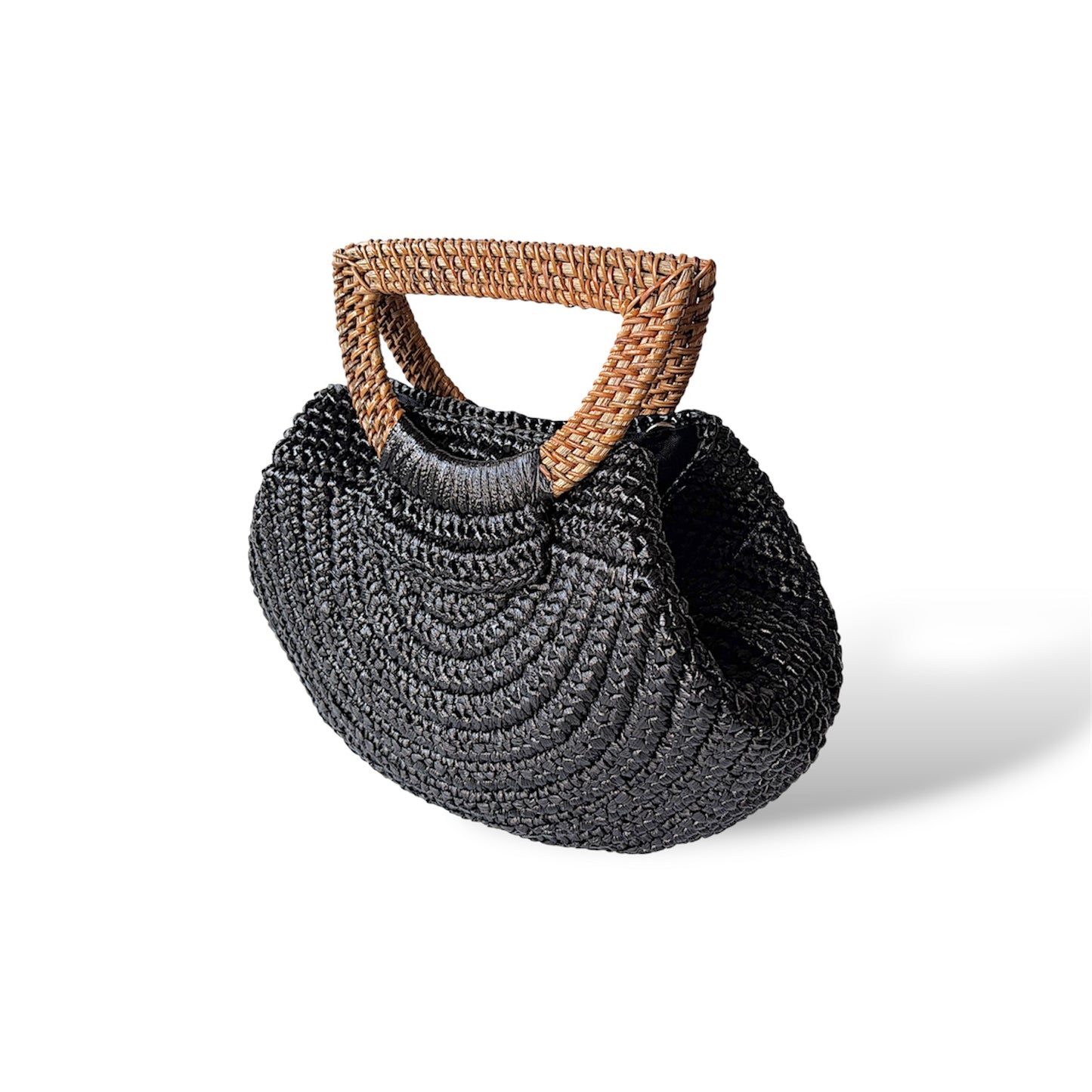 SELENA Halfmoon Nito Vine Handles Handbag | Premium Straw