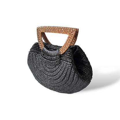 SELENA Halfmoon Nito Vine Handles Handbag | Premium Straw