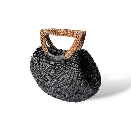 SELENA Halfmoon Nito Vine Handles Handbag | Premium Straw