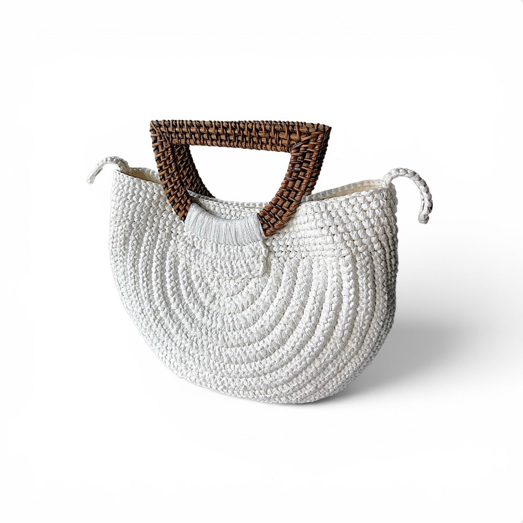 SELENA Halfmoon Nito Vine Handles Handbag | Premium Straw