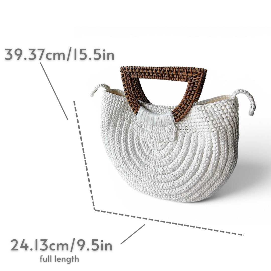 SELENA Halfmoon Nito Vine Handles Handbag | Premium Straw