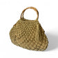 TARA Macrame Handbag with Natural Bamboo Handles | Premium Straw